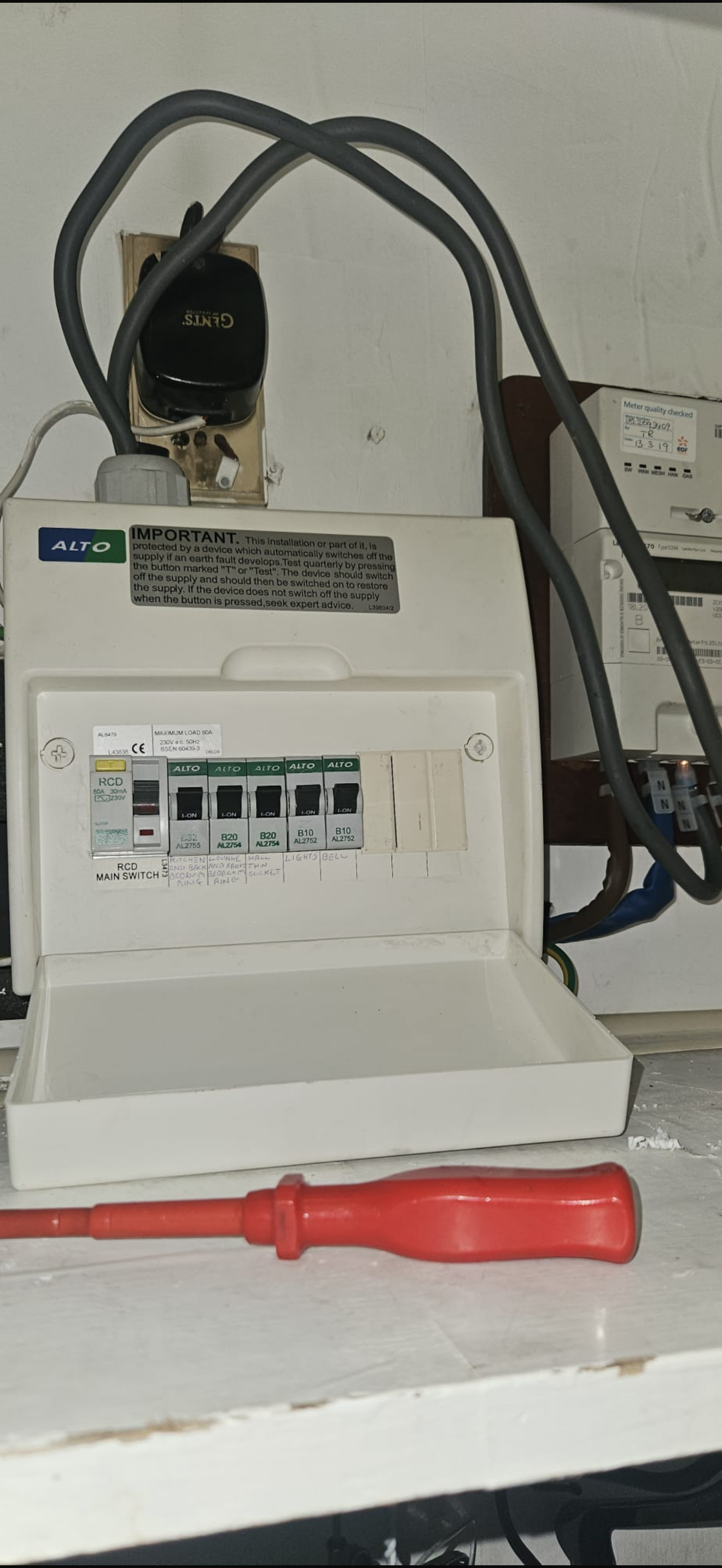 A consumer unit in a London rental property